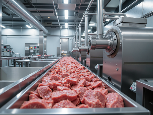 Food processing facility with sugar, spices, and frozen meat storage areas